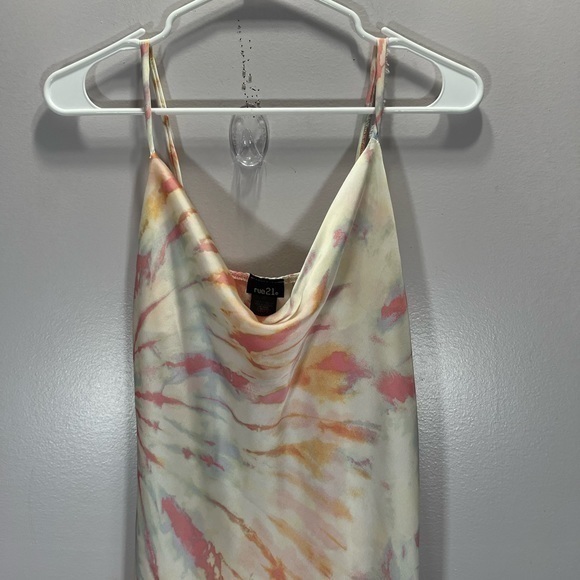 Rue 21 Women’s Pastel Pink Blue Tie Dye Print Satin Mini Slip Dress - Picture 5 of 11